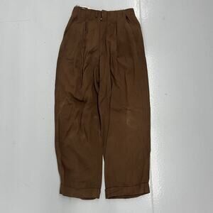 Vintage 50s Brown Drop Loop Pleated Rayon Trousers 26x26